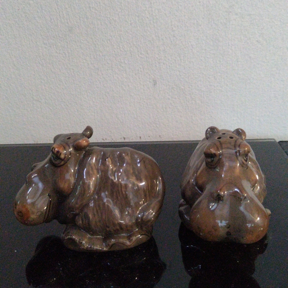 Ceramic Hippo Salt And Pepper Shakers